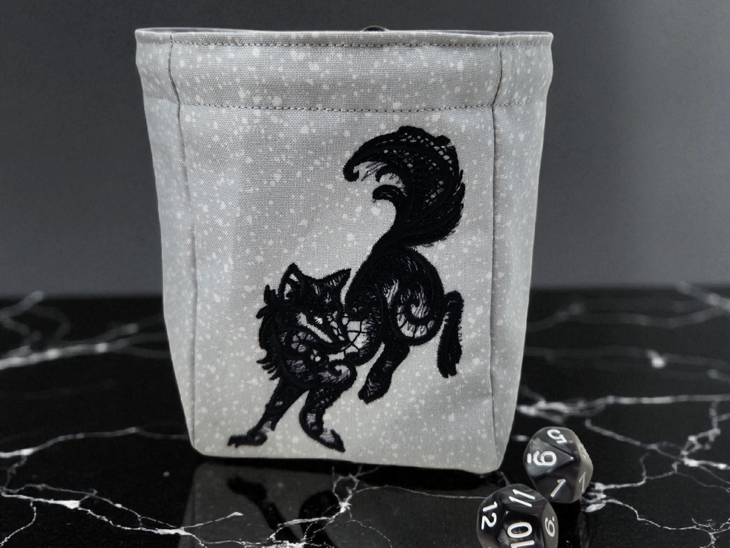Dark wolf dice bag
