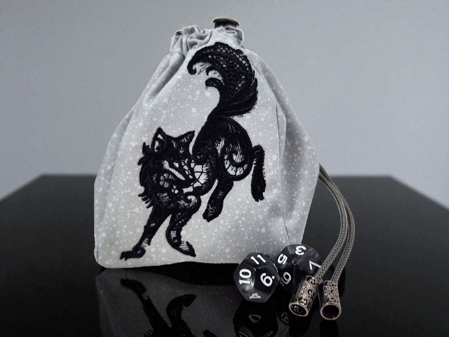 Dark wolf dice bag
