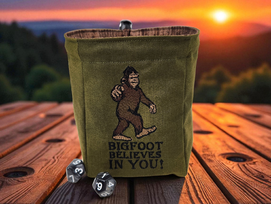 Bigfoot believes in you, dice bag