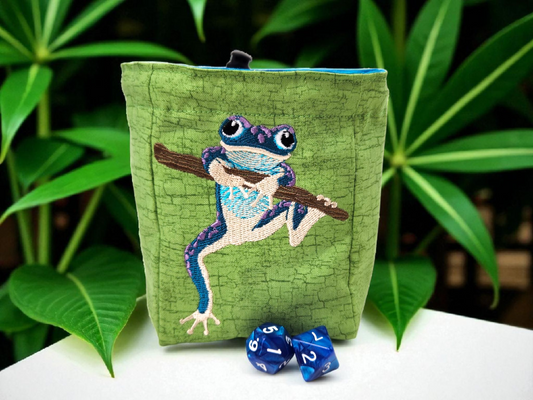 Blue tree frog dice bag