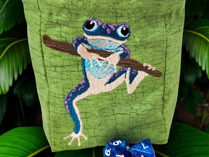 Blue tree frog dice bag