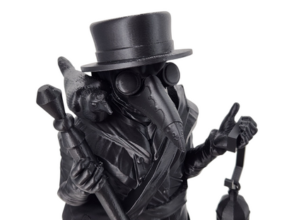 Plague doctor gift set, dice tower, dice bag and set of dice.