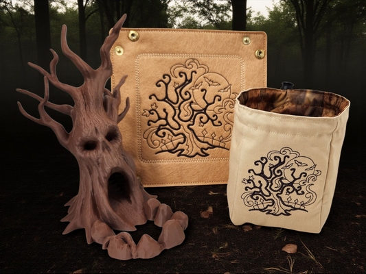 Creepy tree gift set, dice tower, dice bag and dice tray