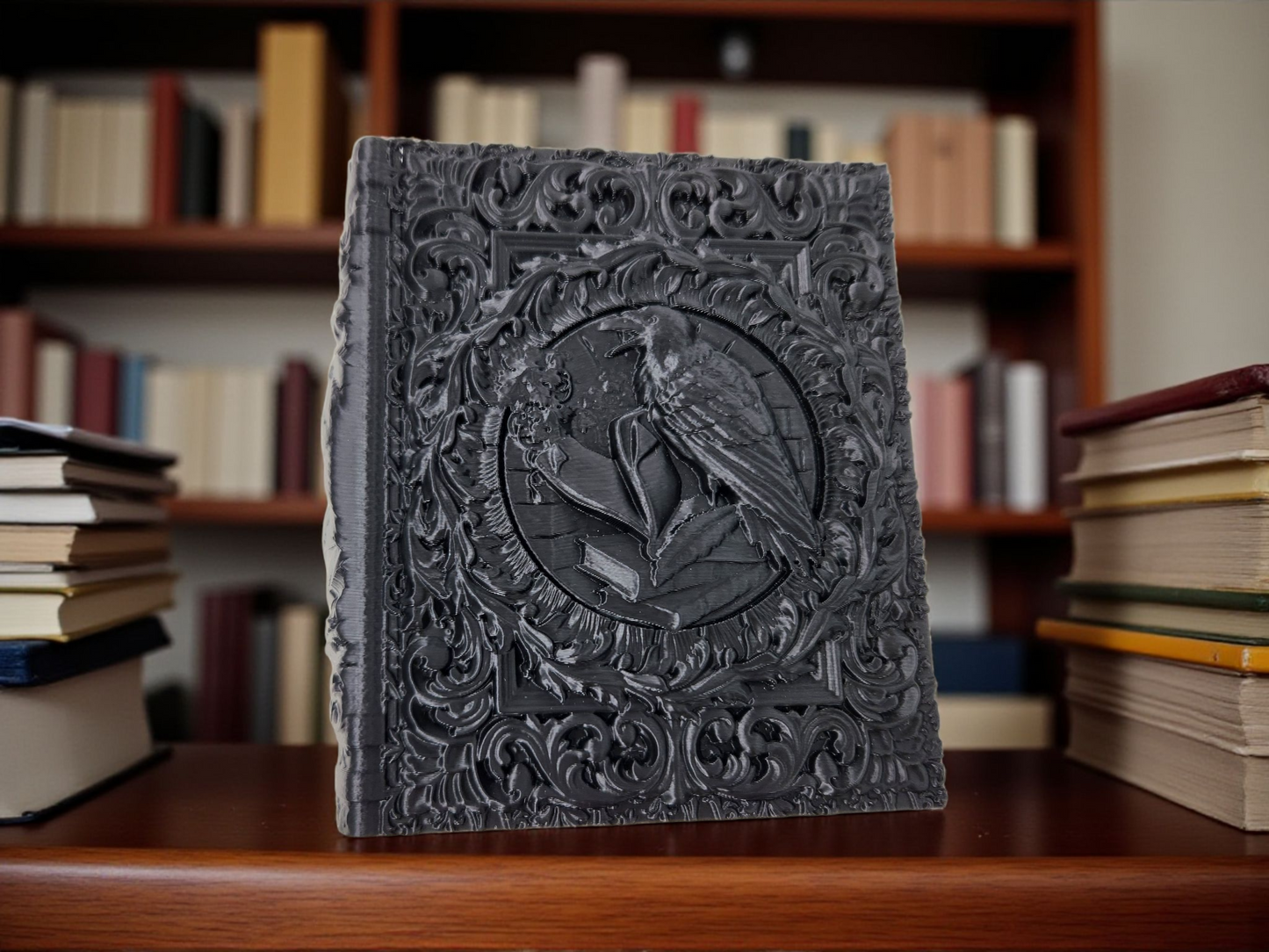 Raven TTRPG gift set, dice tray, tome/dice tower and set of dice