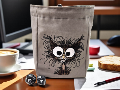 Frazzle cat gift set, dice bag and dice tray.
