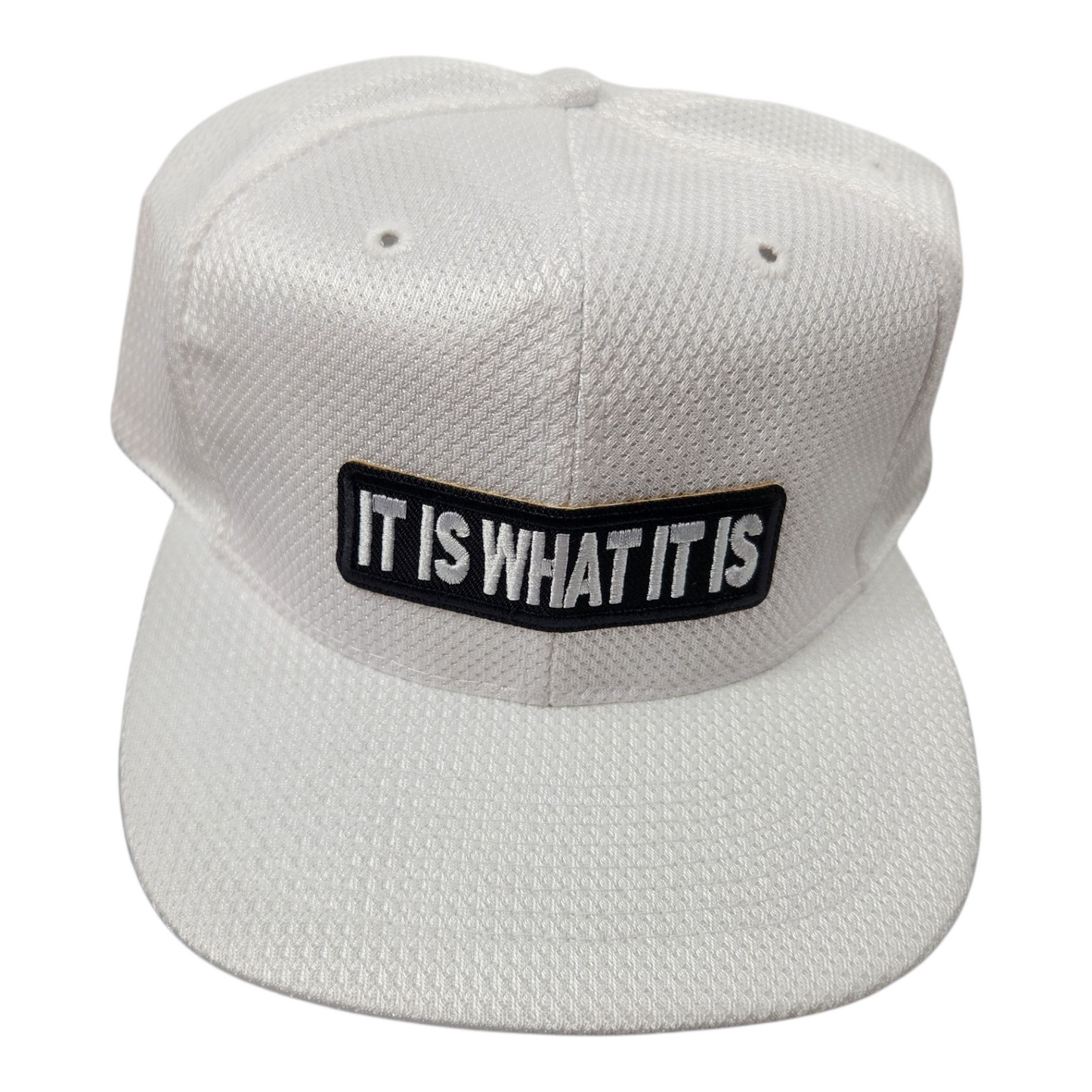 baseball cap with attached embroidered patch, It is what it is