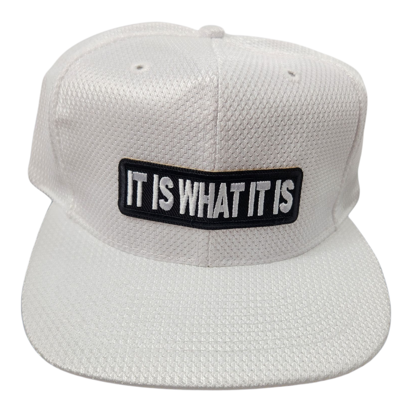 baseball cap with attached embroidered patch, It is what it is