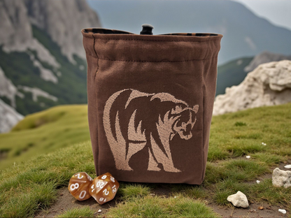 Brown bear dice bag