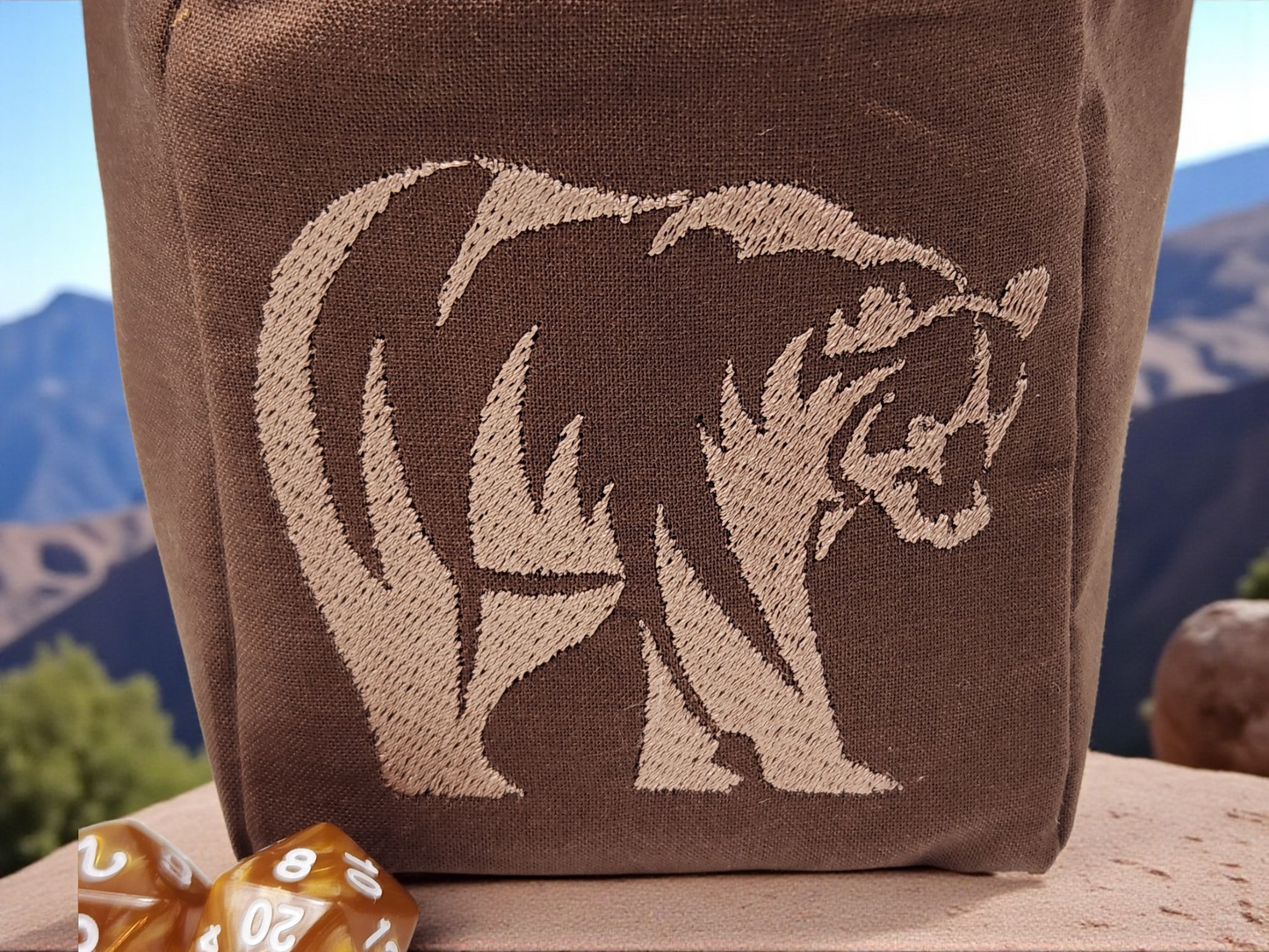 Brown bear dice bag