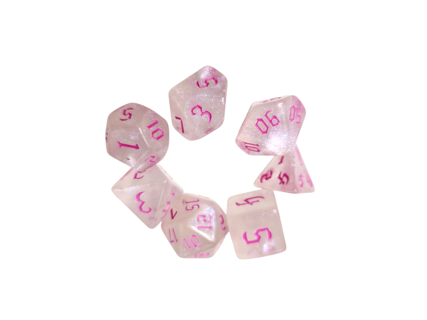 Small pink Christmas stocking gift set, dice set