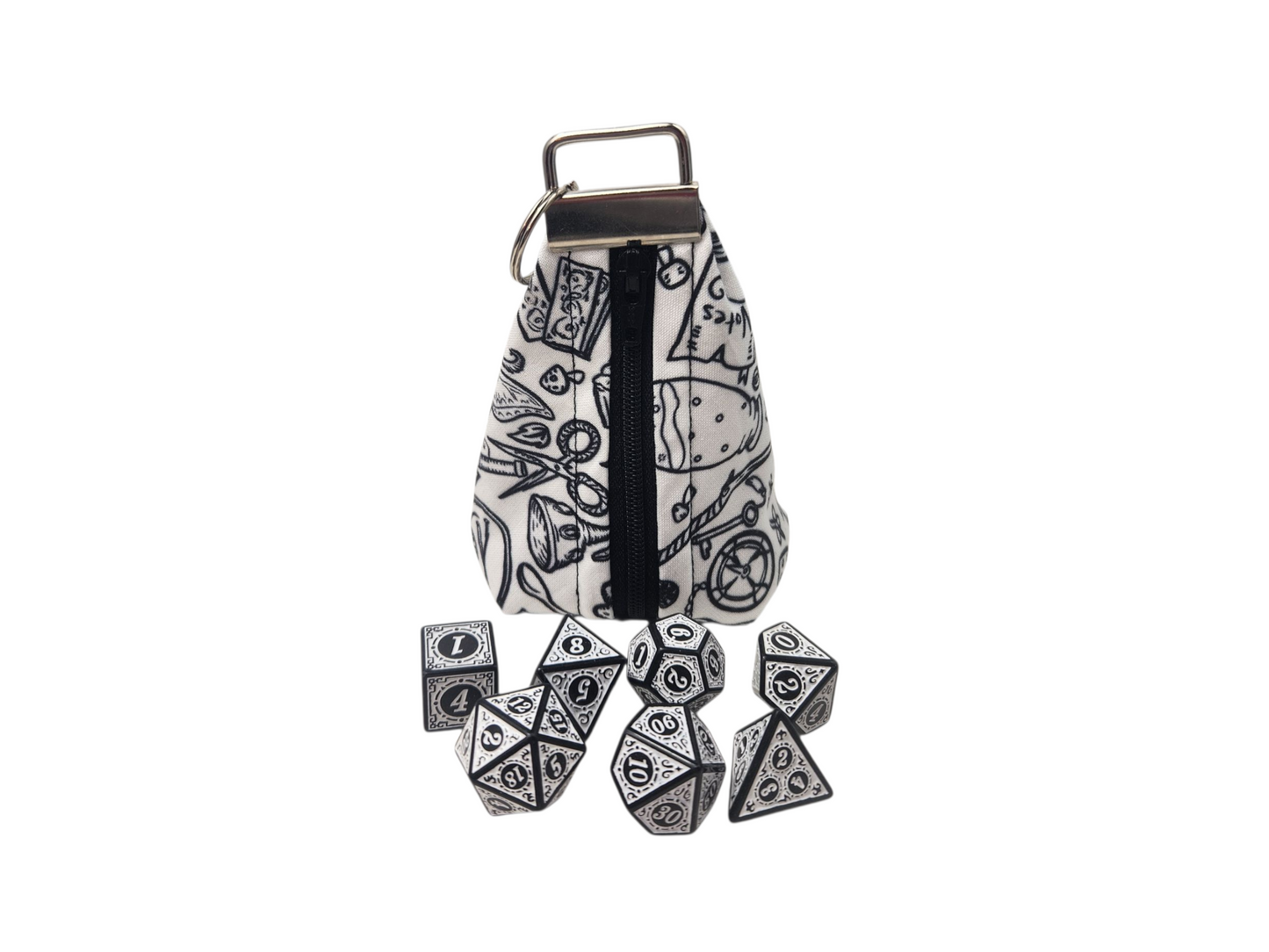 Grab and go small dice pouch with matching dice, treasure themed