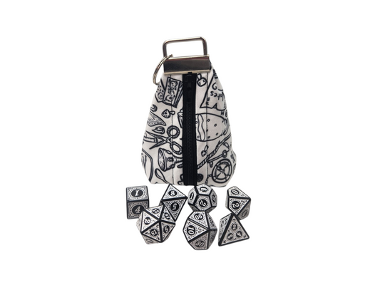Grab and go small dice pouch with matching dice, treasure themed