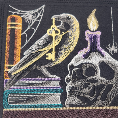 Raven, books and skull large dice tray