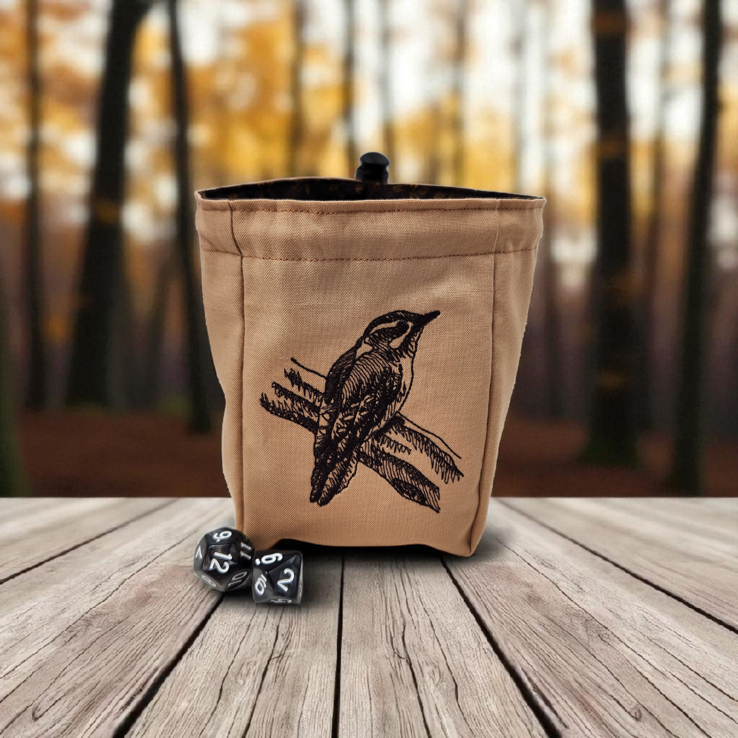Downy Woodpecker Dice Bag for Tabletop Gamers