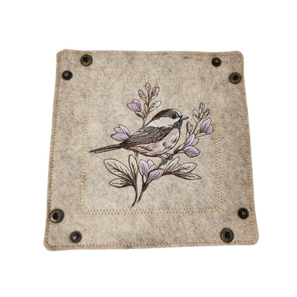 Autumn Chickadee dice rolling tray