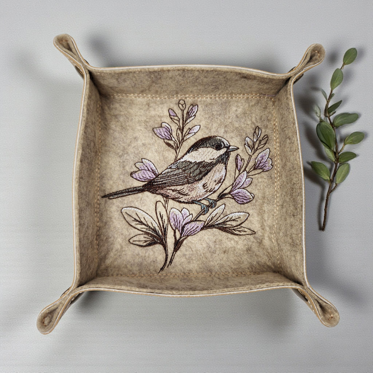 Autumn Chickadee dice rolling tray