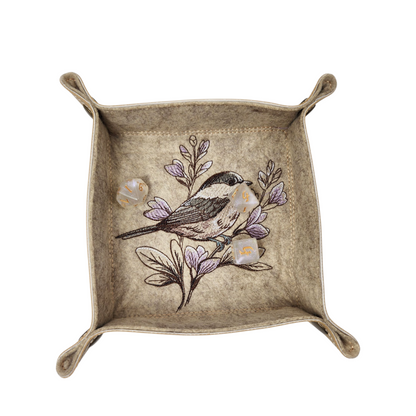 Autumn Chickadee dice rolling tray