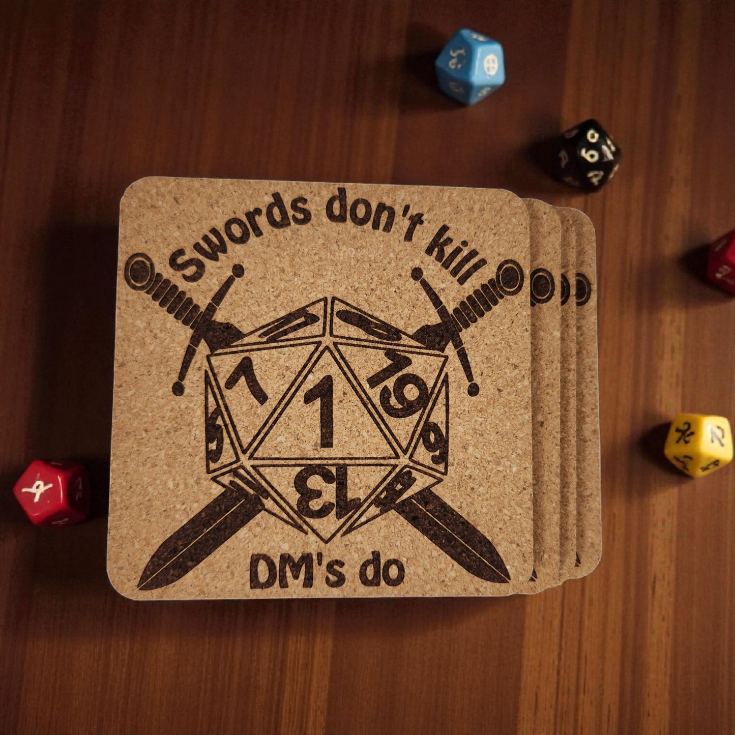 Funny DM Cork Cup Coasters - TTRPG