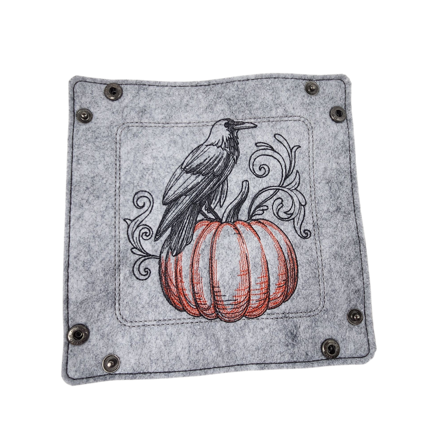 Raven and Pumpkin dice tray, RPG dice mat.