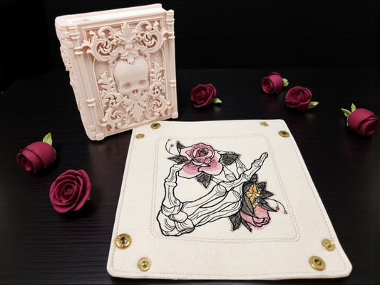 Skeleton Themed TTRPG Gift Set: Dice Tray & Tome