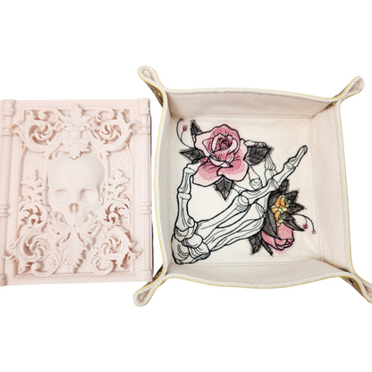 Skeleton Themed TTRPG Gift Set: Dice Tray & Tome