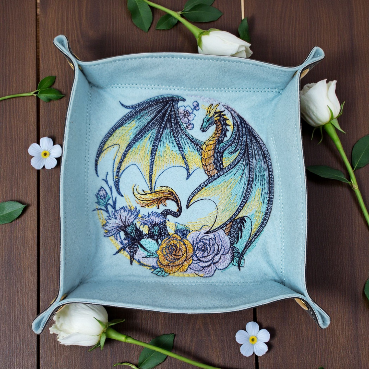 Collapsible Dice Rolling Tray, flower dragon dice tray