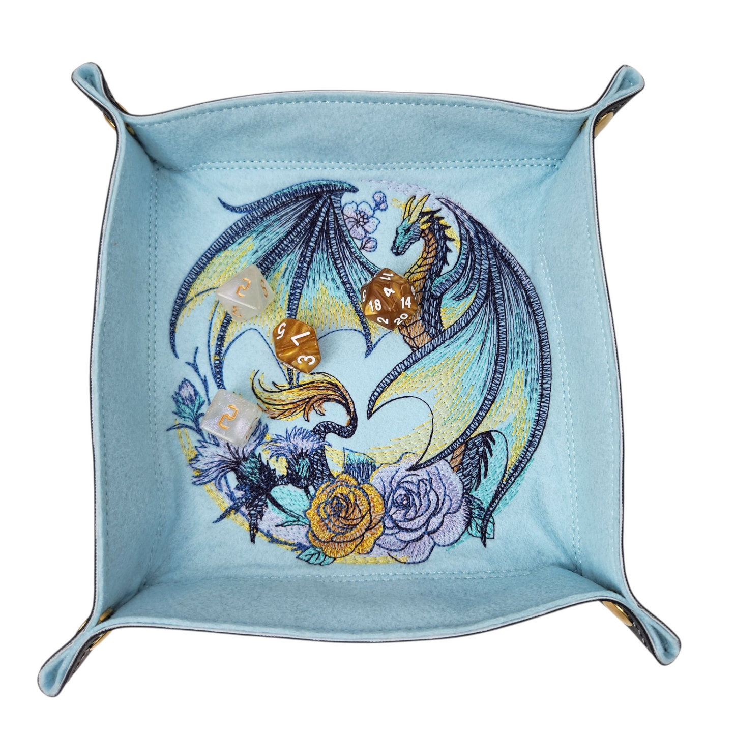 Collapsible Dice Rolling Tray, flower dragon dice tray