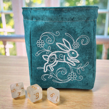 Cute bunny dice bag, TTRPG