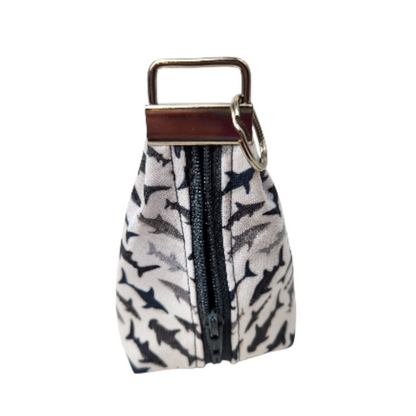 Grab and go small dice pouch with matching dice, shark themed