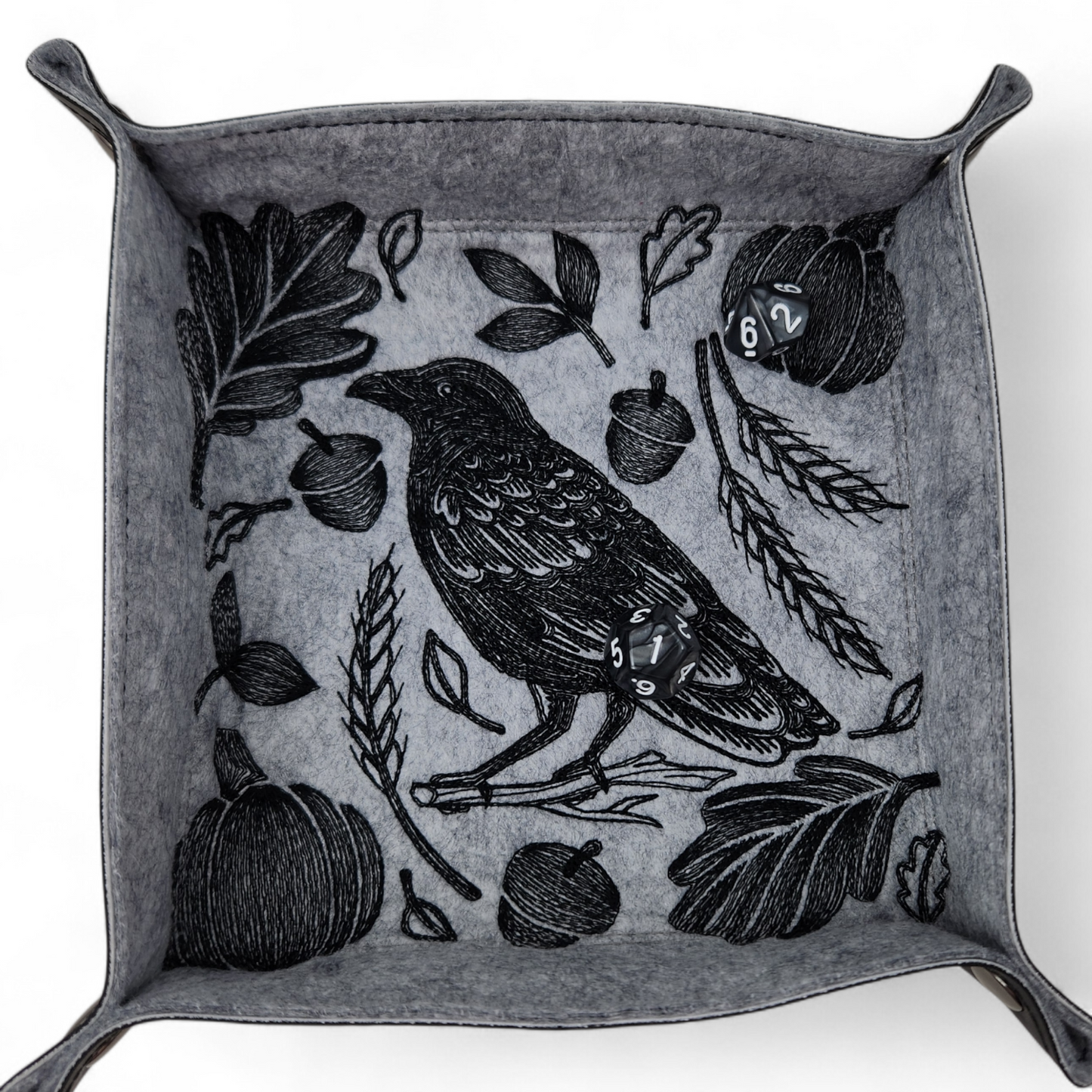 Collapsible Dice Rolling Tray, Autumn Raven dice tray