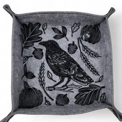 Collapsible Dice Rolling Tray, Autumn Raven dice tray