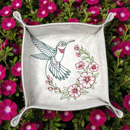 The Hummingbird and Hollyhock dice tray