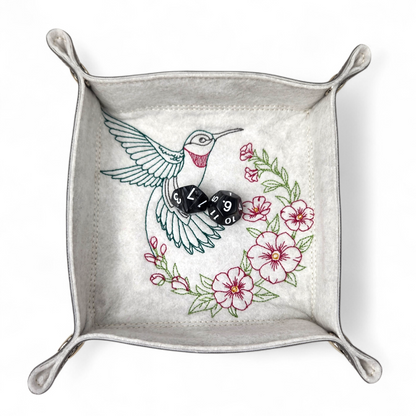 The Hummingbird and Hollyhock dice tray