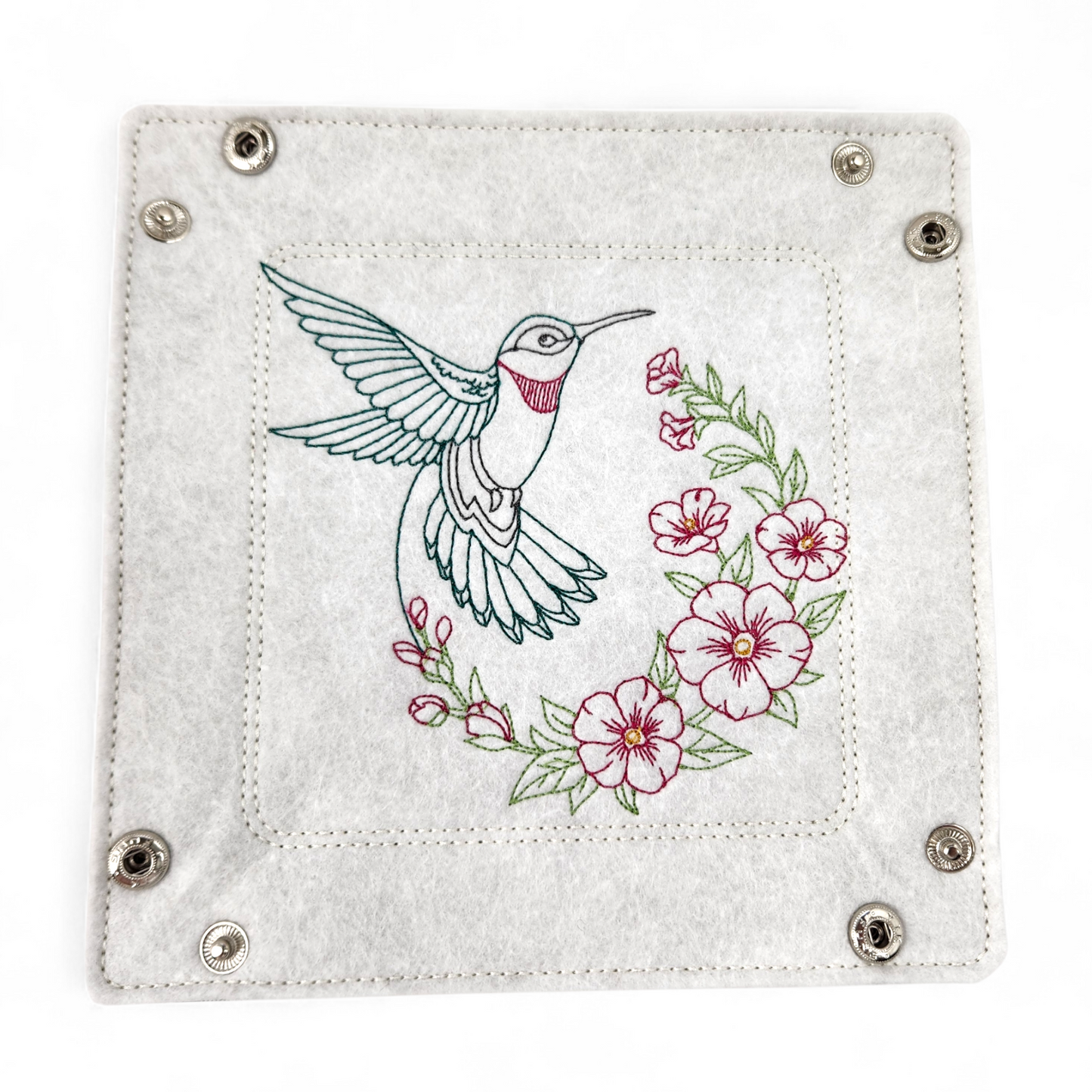The Hummingbird and Hollyhock dice tray