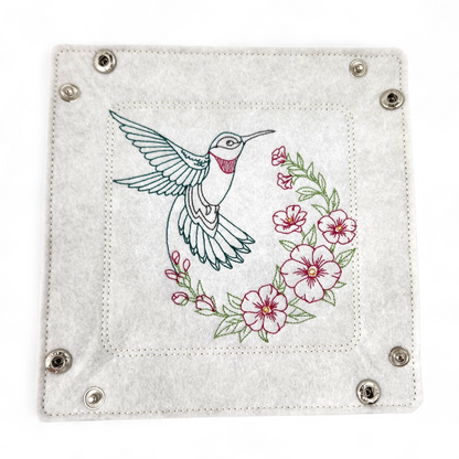 The Hummingbird and Hollyhock dice tray