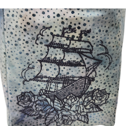 Dice bag with Ship and Roses, tabletop gaming bag
