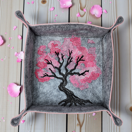 Dice tray, game mat, Blossomed floral tree