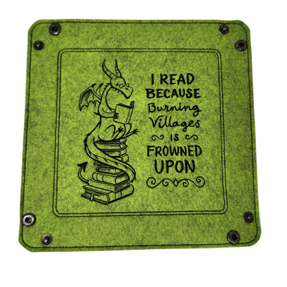 dice tray, dragon and book, funny, game accessory