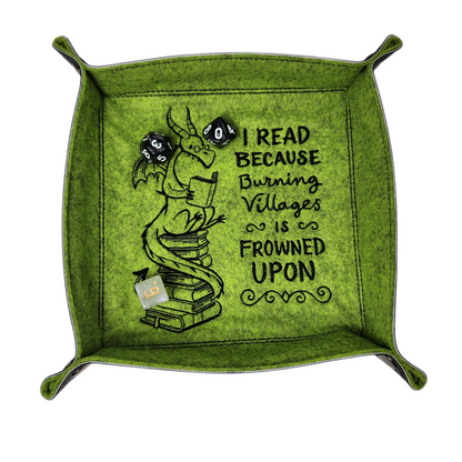 dice tray, dragon and book, funny, game accessory