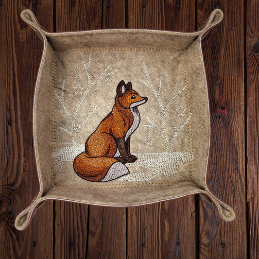 Dice tray, game mat, serene fox design