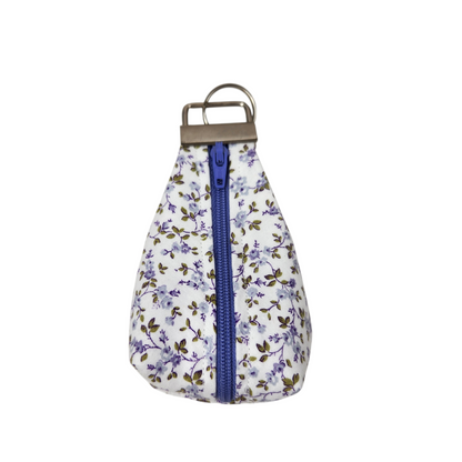 Keychain dice pouch, delicate purple flower design
