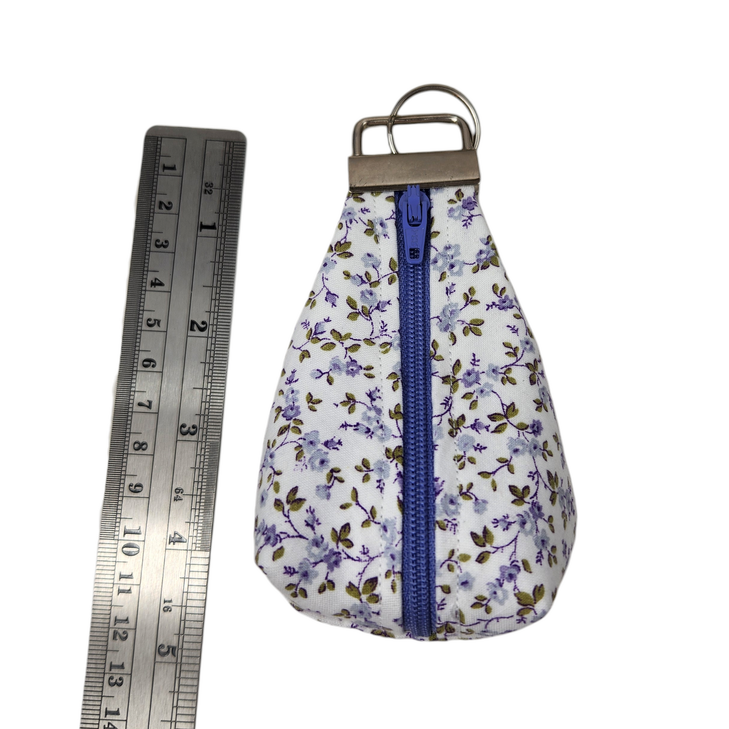 Keychain dice pouch, delicate purple flower design