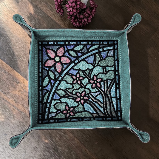 Spring time dice tray, stained glass design