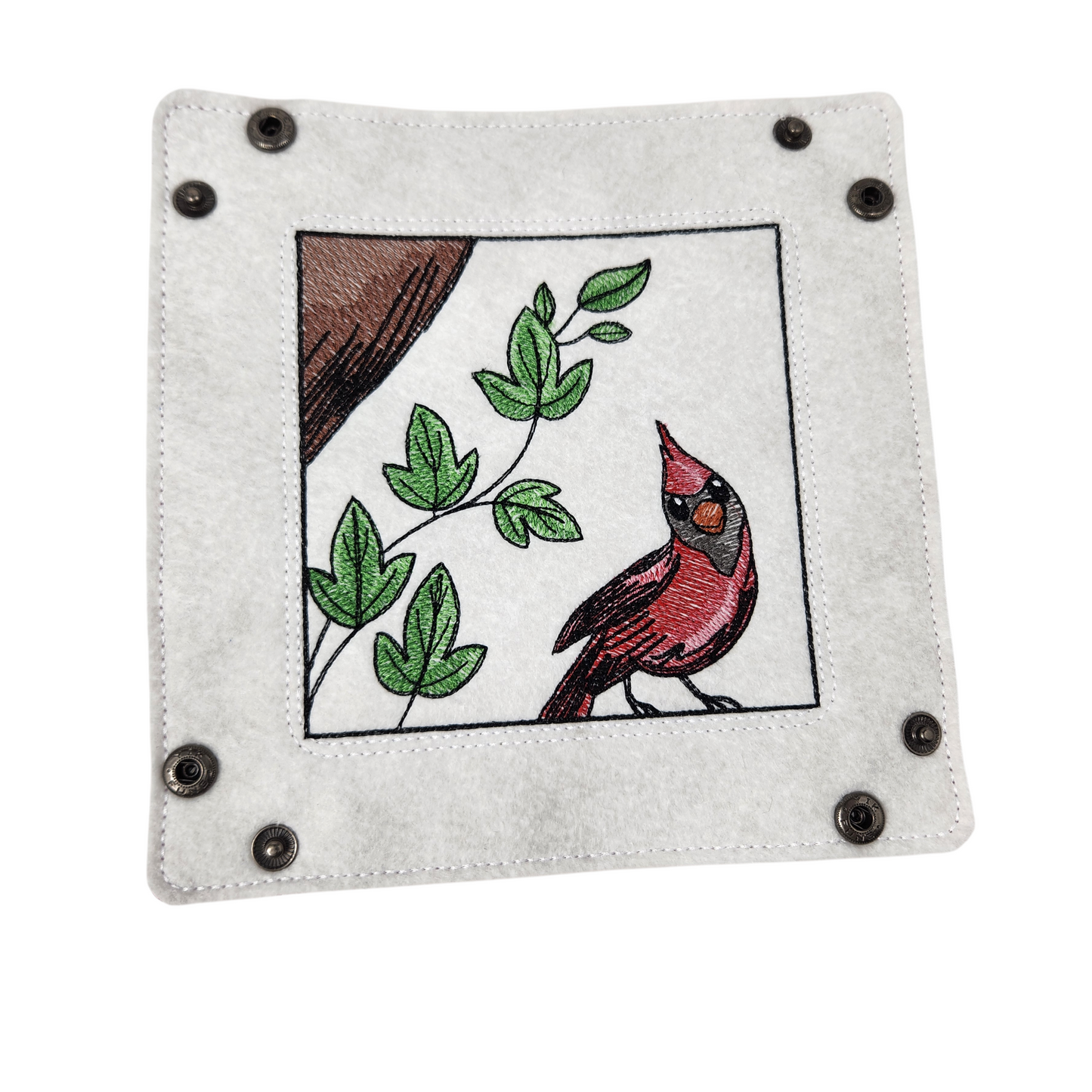 Curious Cardinal bird dice tray