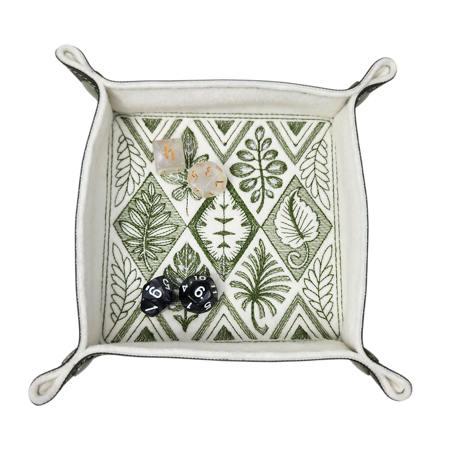 Green foliage dice tray