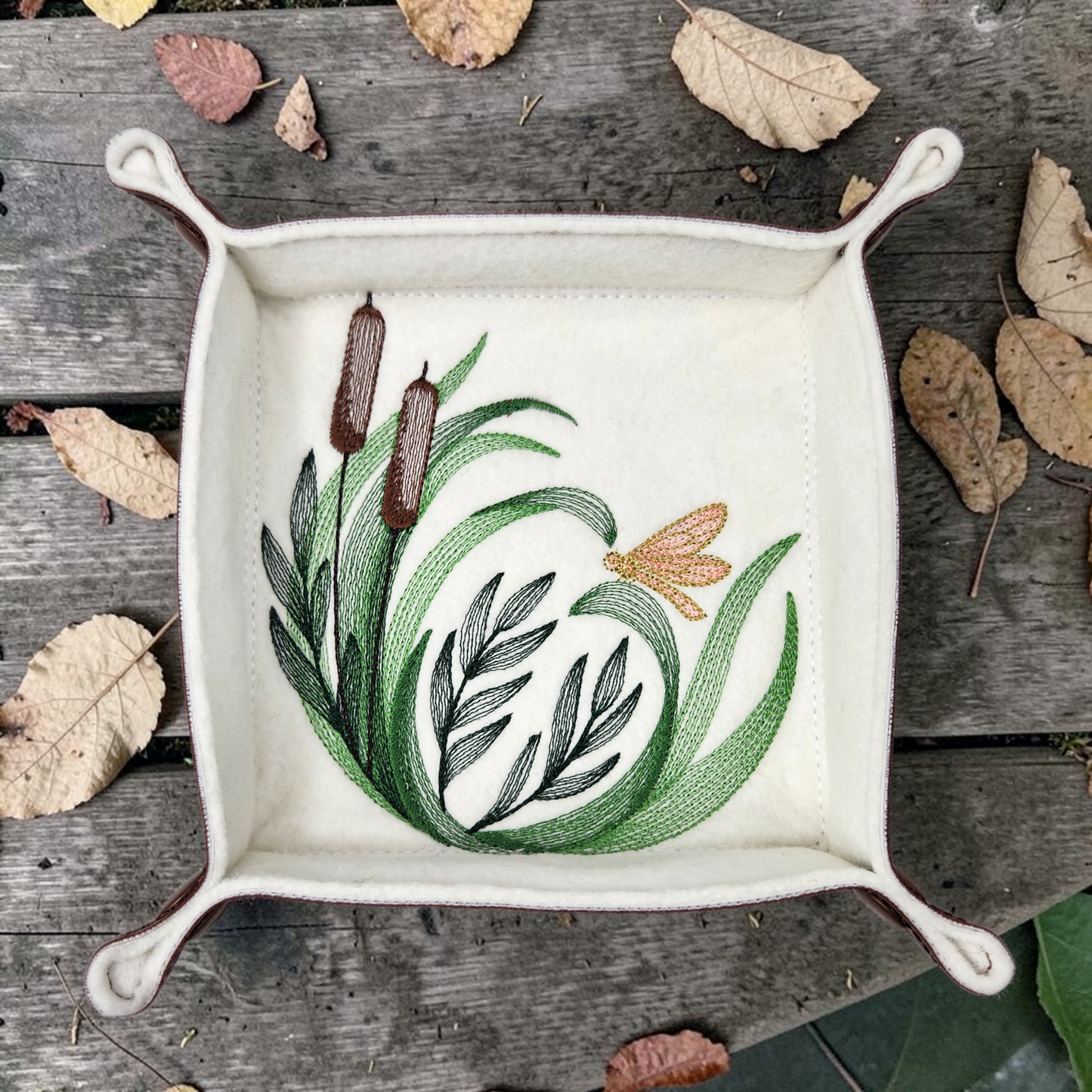 Cattail and butterfly dice tray