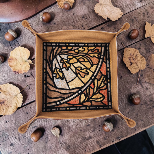 Fall time dice tray, stained glass design