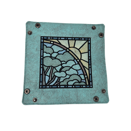 Summer time dice tray, stained glass design