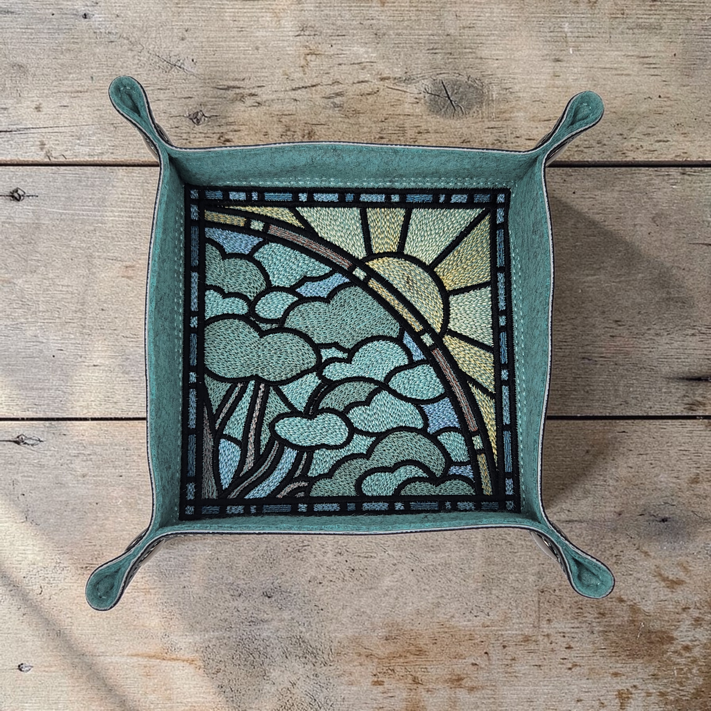 Summer time dice tray, stained glass design