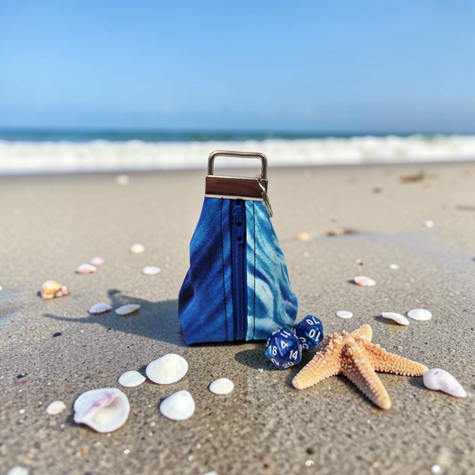 Keychain dice pouch, water themed